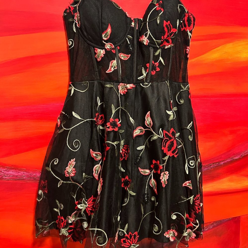 Windsor Rose Flower Red Corset Dress